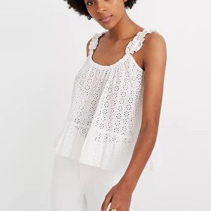 NWT MADEWELL Eyelet Ruffle Strap Cami Top White 2